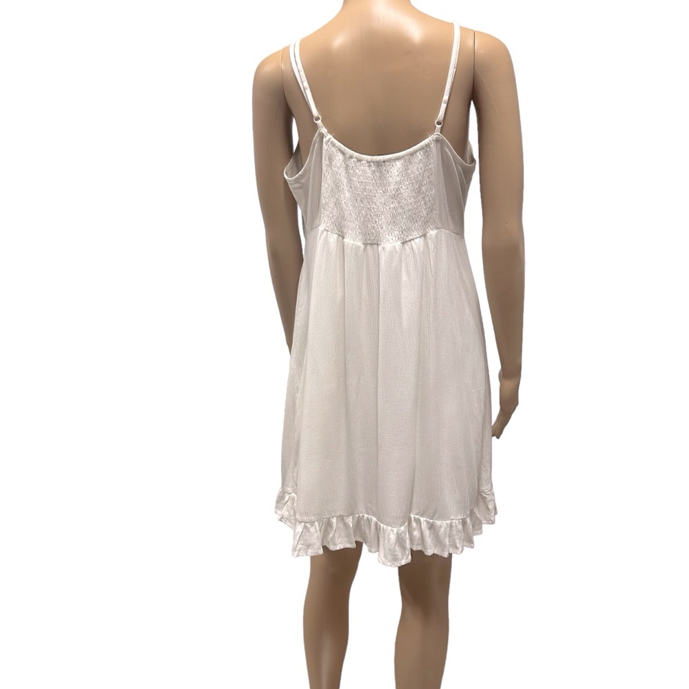 Cotton On White Tie Front Empire Waist Sleeveless Flowy Mini Dress Womens Large - Picture 2 of 8